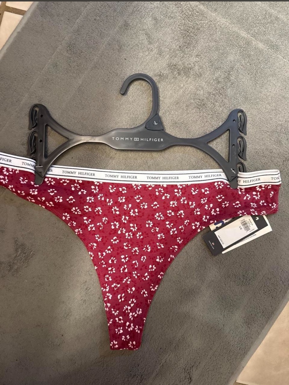 Tommy Hilfiger Red Floral Cotton Thong